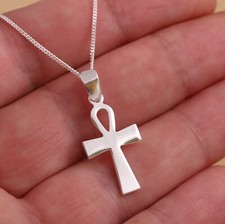 925 Sterling Silver Egyptian Ankh Cross Pendant Plain Cross 25 x 13 mm Jewellery