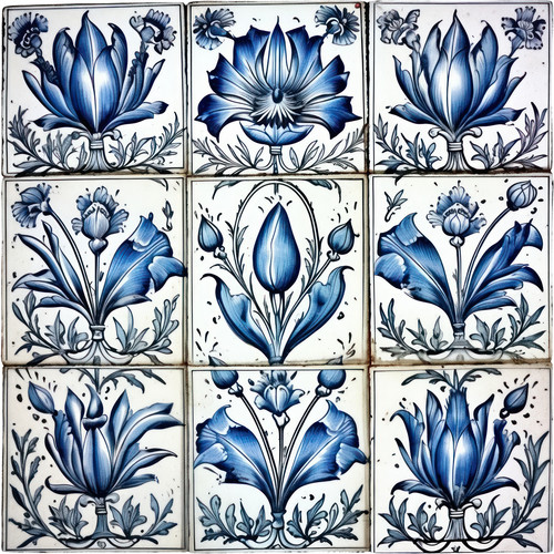 Delft tile stickers 48x - delft, blue