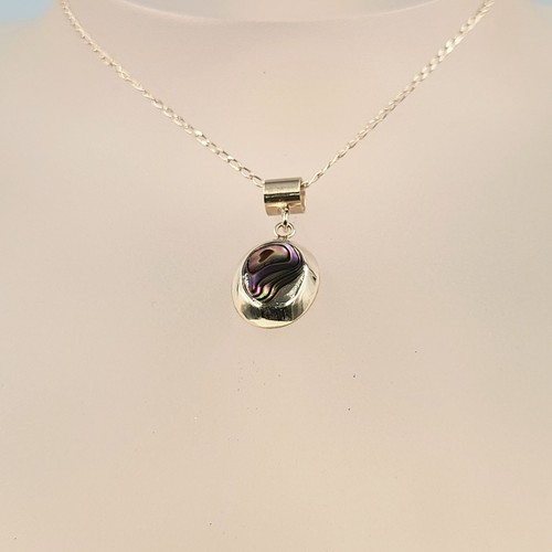 Abalone silver necklace - necklace, with