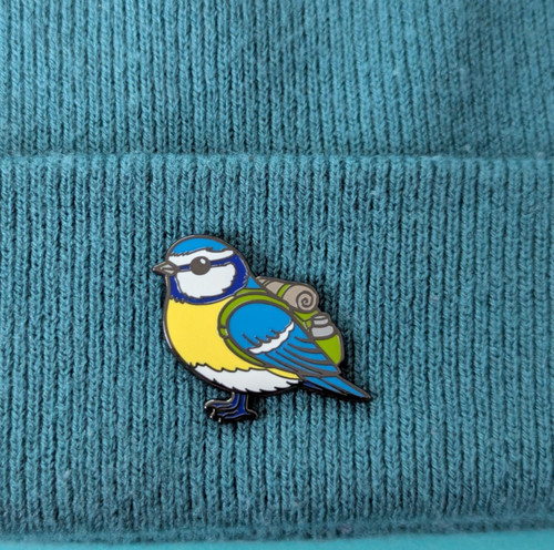 Blue tit enamel pin badge - blue, bird