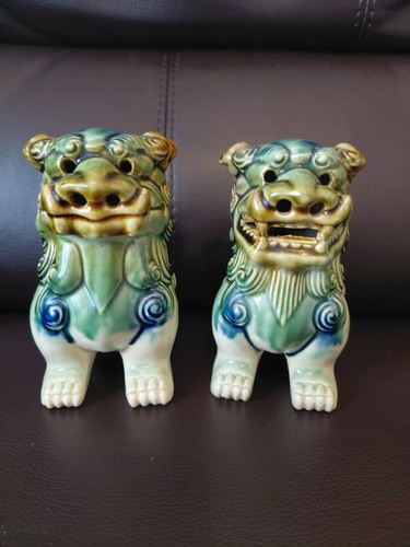 Chinese foo dogs blue green - chinese,