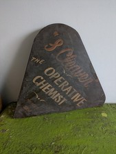 Antique Vintage Apothecary Pharmacy Advertising Chemist Shop Notice Sign Wooden