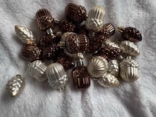 Set of 27 Assorted Pine Cone & Acorn Shaped Bronze/Gold Christmas Tree Baubles
