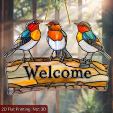 Three Robin Birds Welcome Sign