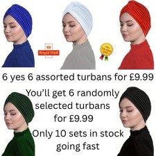 6x Women Muslim Stretch Turban Hat Chemo Cap Hair Loss Head Scarf Wrap Cover
