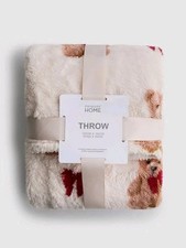 Primark Teddy Bear And Red Bow Super Soft Fleece Throw