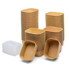 Kraft Food Containers with Lids Rectangular Paper Box Street Deli Meal Takeaway