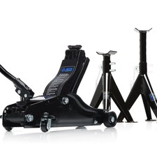 SGS 2 Tonne Low Entry Trolley Floor Jack & 3 Tonne Steel Axle Jack & Stand Set