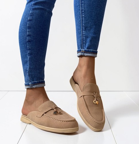 Womens nude loafers mule shoes - nude,