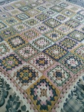 New  Handmade Vintage Style Crocheted Granny Blanket 48 inch 122 cm Squared