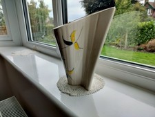 Vintage Arthur Wood Pottery  Floral Patterned Fluted Vase. 