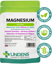 Lindens MAGNESIUM Oxide 500mg 90 Tablets Muscle Function, Fatigue,Tiredness