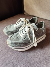 Zara Kids Grey Felt Platform Lace Up Girls Trainers Size EUR 31 UK 12.5