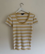 Women’s Ralph Lauren Sport Striped Short Sleeved T Shirt Size Large Cotton 0231