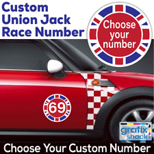 2x 30cm Track Car Roundels Number Rally Car Door Stickers Union Jack Circle Race