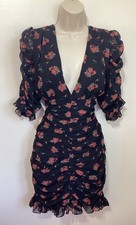 Zara Black Floral Low V Neck