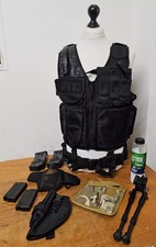 Tactical Vest – Black – Airsoft / Paintball Loadout With Ammo Magazines & Access