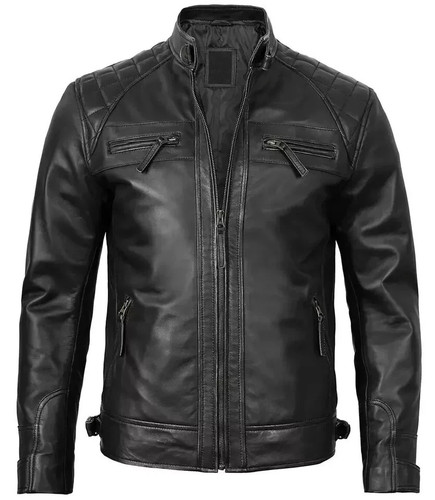 Mens black biker quilted - biker,