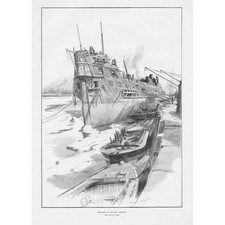 CHARLES WILLIAM WYLLIE Breaking up the Old Benbow - Antique Print 1895