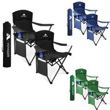 Voyager Folding Camping Chair 2Pack Pouch Style Lightweight,Pocket Drinks Holder