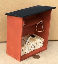 Dolls House Firewood Storage Shed With A Saw & Axe 1:12 Scale Miniature tumdee