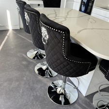 Valentino Velvet Bar Stool Studded Stool with Backrest Luxury Breakfast Barstool