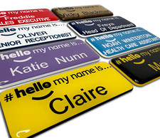 Premium Domed Engraved Hello