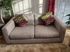 Monarch 2 Seater Sofa Wenge Feet Elita Oatmeal/Eclipse Chocolate Fabric.