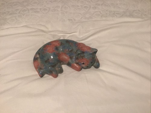 Porcelain ceramic cat - ceramic,