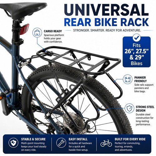Universal rear bike rack - universal, for