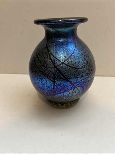 Iridescent art glass vase - iridescent,