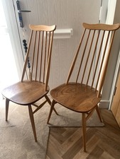Ercol 369 Goldsmith Wooden Dining Kitchen Chairs Good Condition Mid Cent (Two)