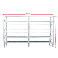 2x Galvanised Warehouse Racking - 7 Tier - Heavy Duty Storage Shelves - Good 