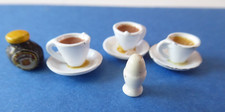 3 cups of tea, Marmite & egg/egg cup, 1:12th for doll's house collector