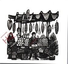 Postcard~ London, Camden, Inverness Street Market, David Gentleman [Pengiun]