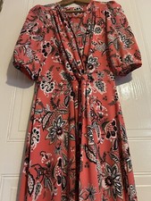 Next Size 10 Tall Floral Orange Maxi Dress 