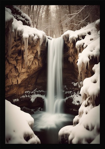 Waterfall beautiful framed - waterfall,
