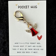 Christmas Red Angel Diamanté detail ‘Pocket hug’ Bag / Purse/Zipper Charm 