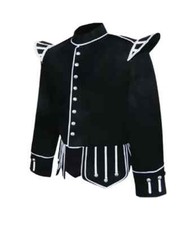 Black doublet piper kilt jacket -Marching Band wool jacket drummer doublet tunic