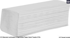 (2970 Sheets) Optimum Laminated Z-Fold White Paper Hand Towels 2-Ply HZ2W297DS