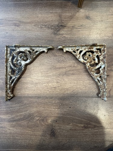 Pair antique cast iron shelf - cast,