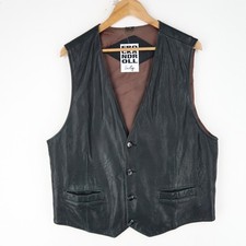 Vintage Brown Leather Waistcoat Gilet Vest Size Large (T9565)