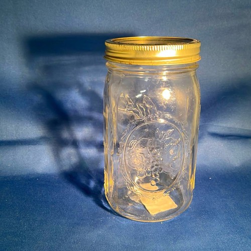 Glass mason jar gold - glass, w/