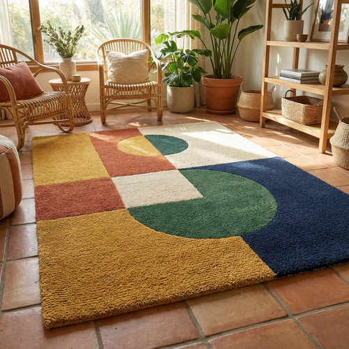 Bauhaus geometric rug - geometric, hand