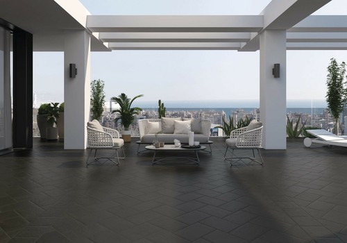 Pizarra black porcelain block - black,