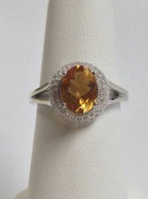 1.65 Ct Citrine White Topaz Halo Ring 925 Solid Sterling Silver