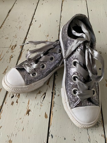 Converse silver glitter shoes