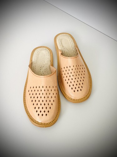 Men handmade leather slippers - leather,