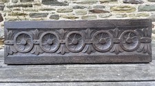 SUPERB 16thC WOODEN OAK RELIEF CARVED PANEL WITH  x5 CIRCULAR CARVINGS c1590s