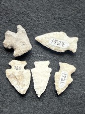 Indian Arrowhead Lot Of 5 Woodland To Archaic Pts Found In Wisconsin #831